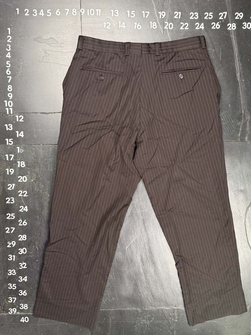 Calvin Klein Brown Pinstripe Dress Pants Size 38x29 - Picture 2 of 4